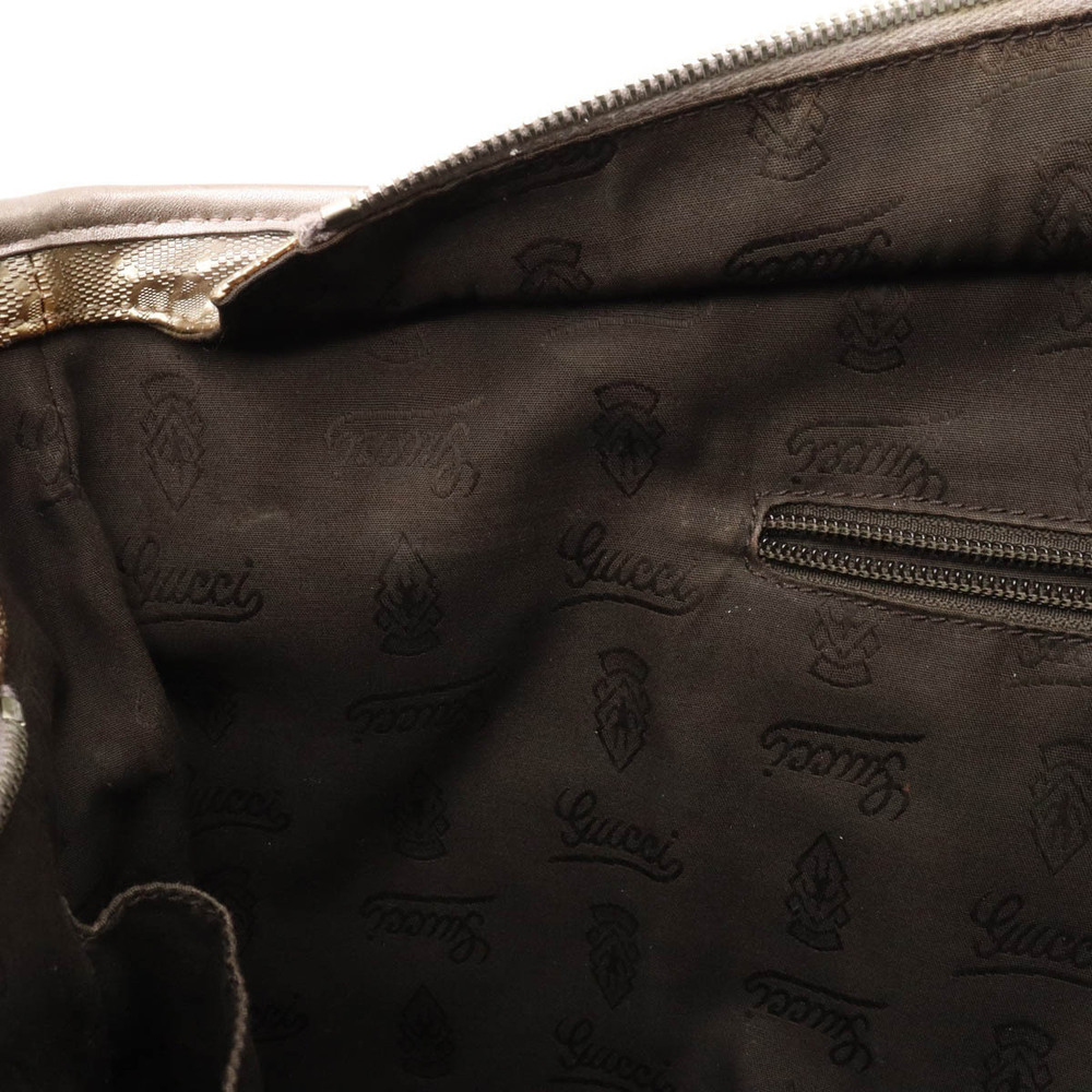 Gucci GG Imprime Tote Bag Shoulder Strap Metallic Leather Pink Silver - Picture 6 of 8